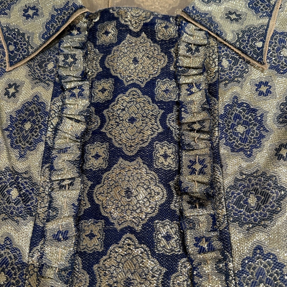 Prada size 42 Top Navy and Gold - Picture 3 of 14